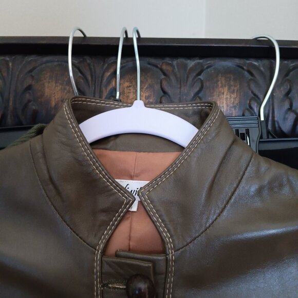 Women's Vegan Leather Military Style Jacket in Rich Green - Picture 4 of 13